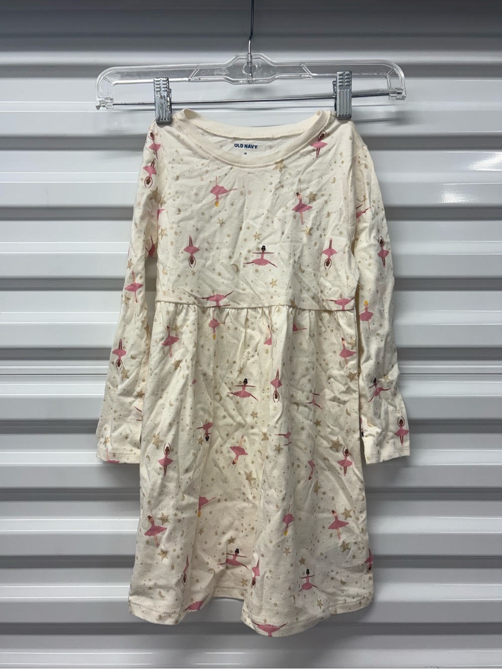 Old Navy Girls 4T Fit & Flare Long Sleeve Ivory Ballet Ballerina Dress